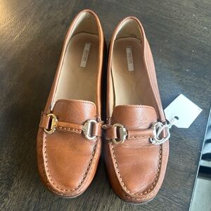 Geox Tan Leather Loafers with Buckle